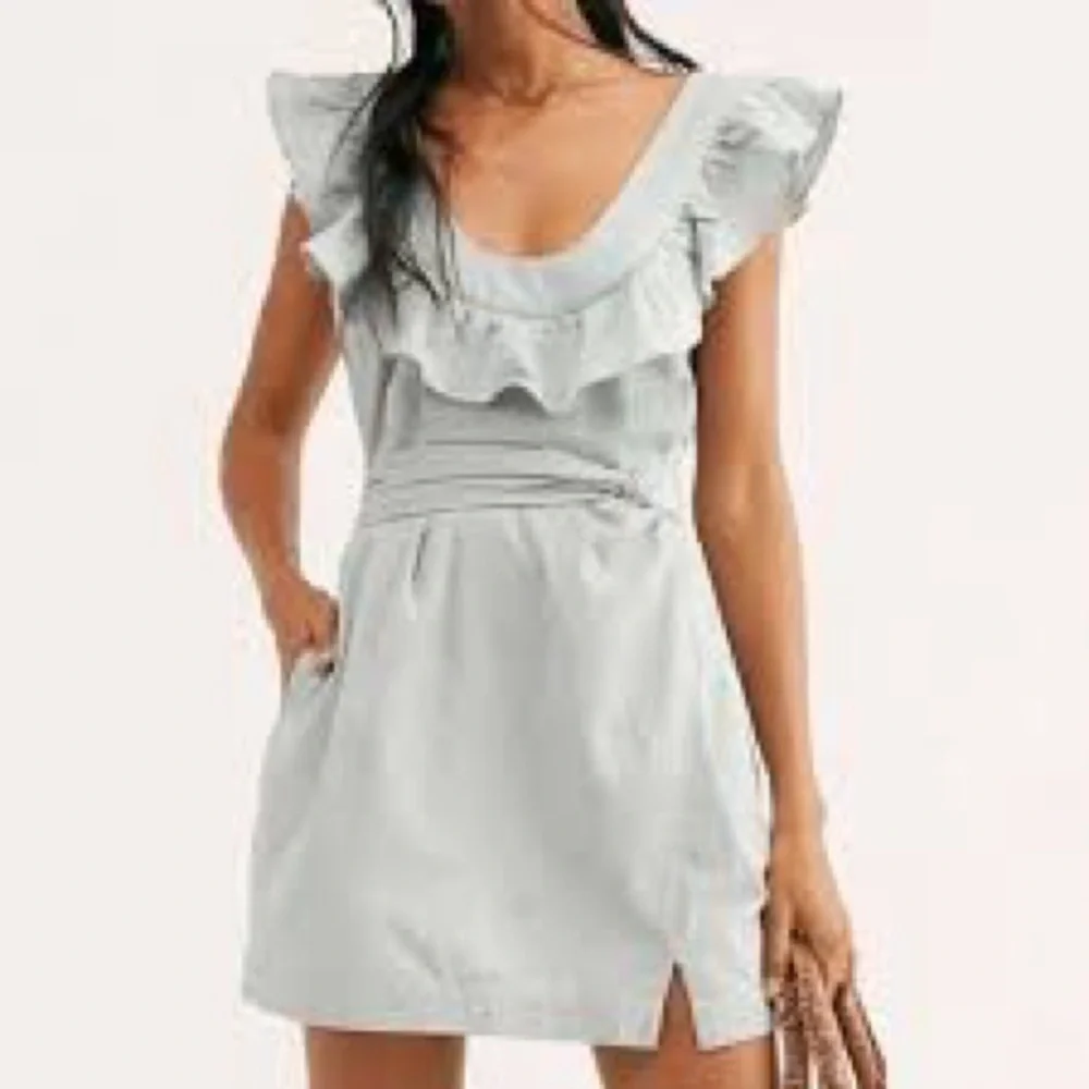 Free People Llara Mini Dress Ruffle Cross Back Sleeveless Large L NWT - Picture 6 of 6